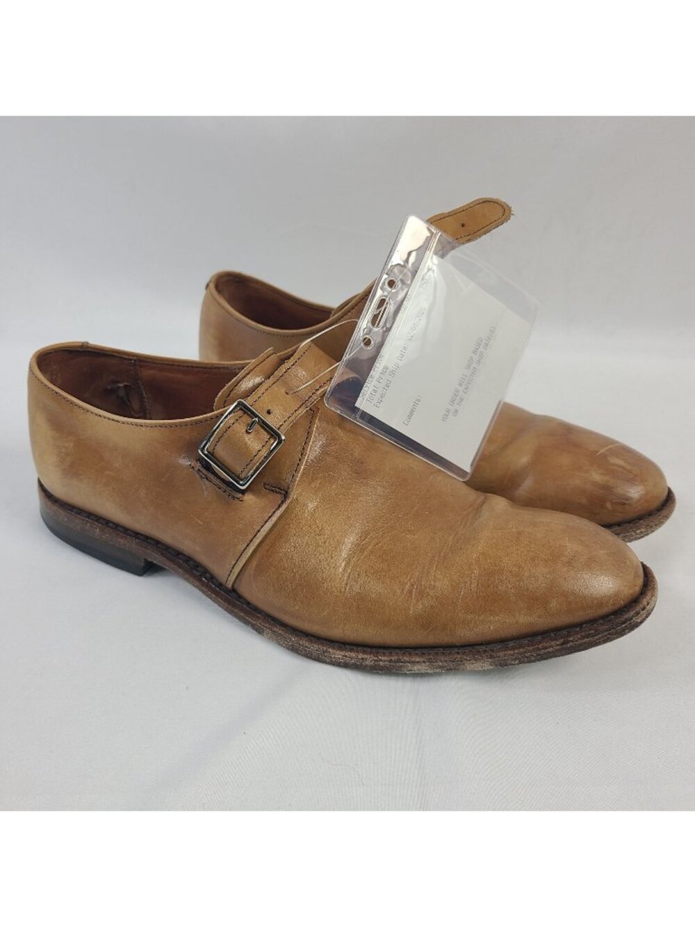 Vintage Allen Edmond Plymouth Strap Leather Shoes Men's Size 9.5 Tan Pre-Owned